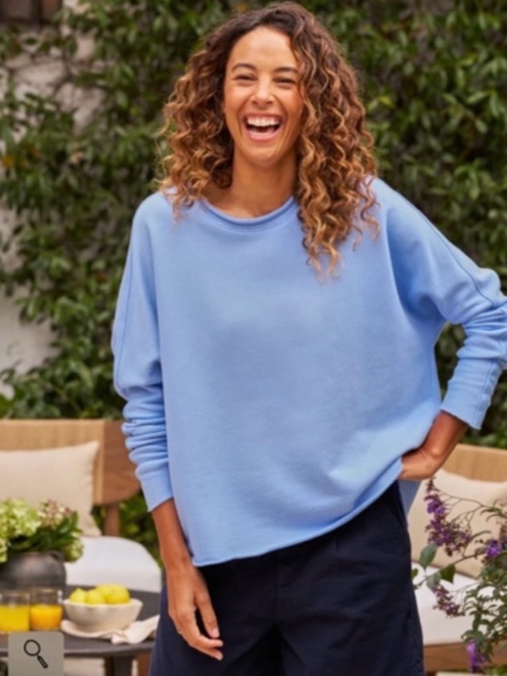 NWT Frank & Eileen M Anna long sleeve Triple Terry sweatshirt in Frost Blue - Picture 3 of 8